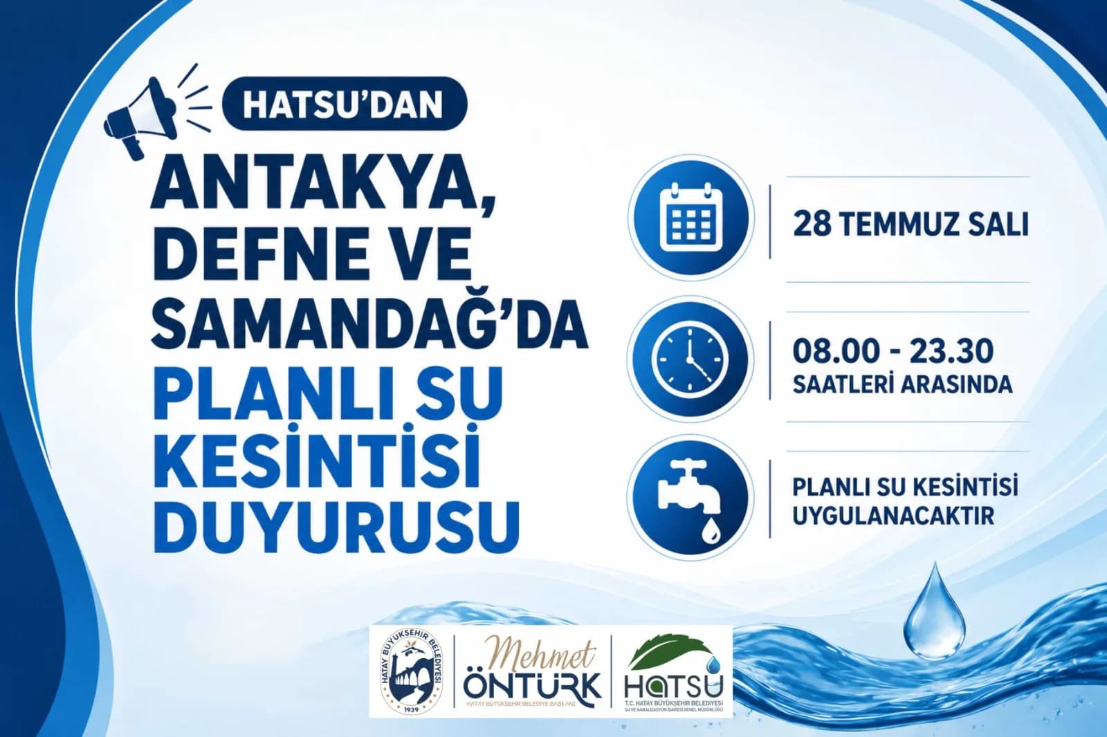 Hatsu'dan Üç İlçede Planlı Su Kesintisi