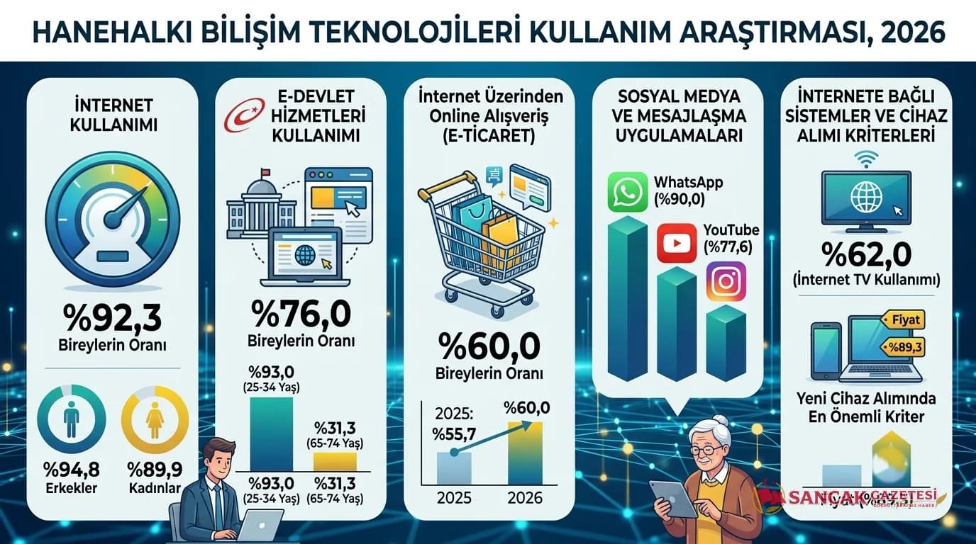 Türkiye’de İnternet Kullanım Oranı 2026 Yılında %92,3’e Yükseldi
